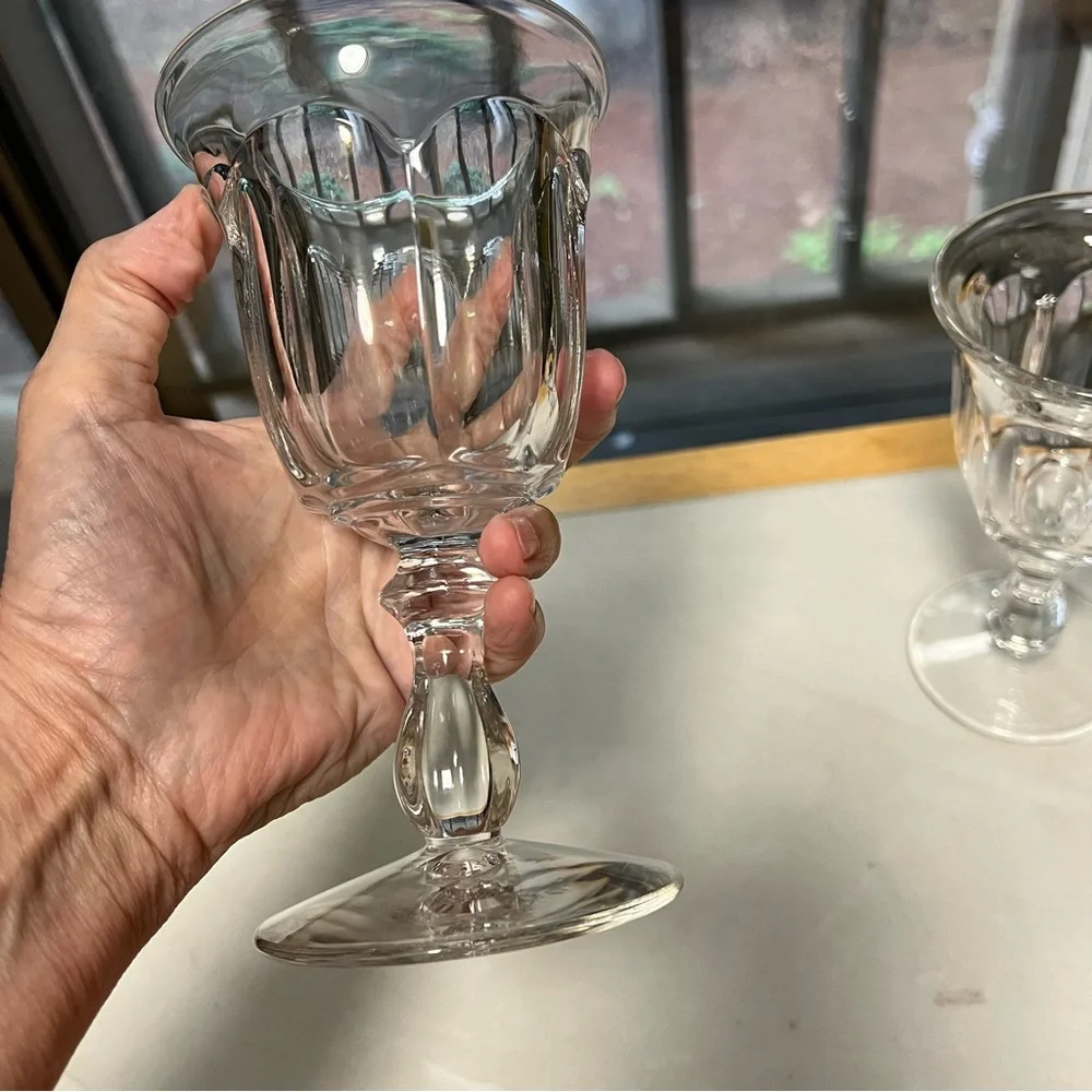 VTG Imperial Glass Old Williamsburg Elegant Clear Glass Water Wine Goblets